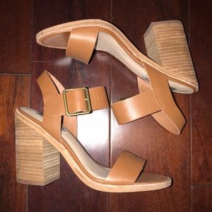 castro cognac leather high heel sandals